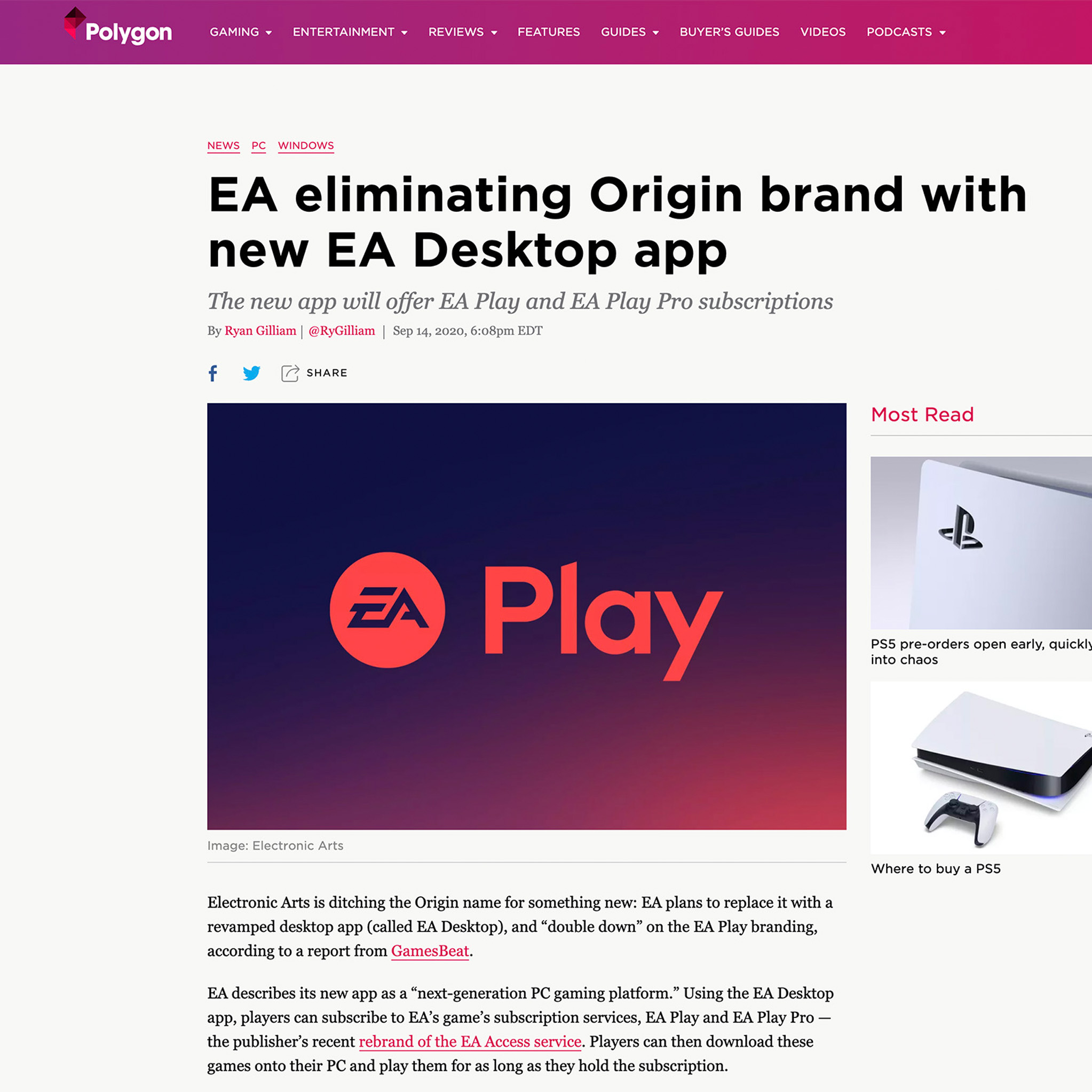 EA Desktop PC App Now Available to Download, Replaces Origin